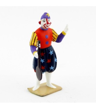 grand clown avec chapeau, jouant du banjo