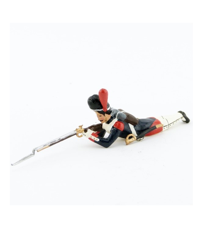grenadier de la garde couché, fusil en joue