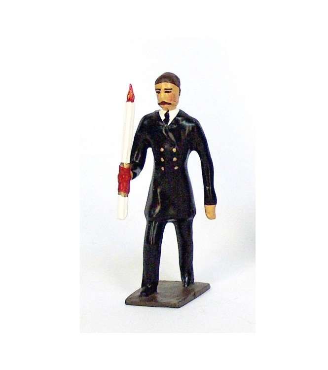 Homme portant cierge en noir tête nue