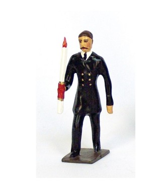 Homme portant cierge en noir tête nue