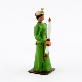 Femme avec cierge, robe verte