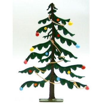 Sapin de Noël (avec guirlandes et boules) (h. 9,7 cm)