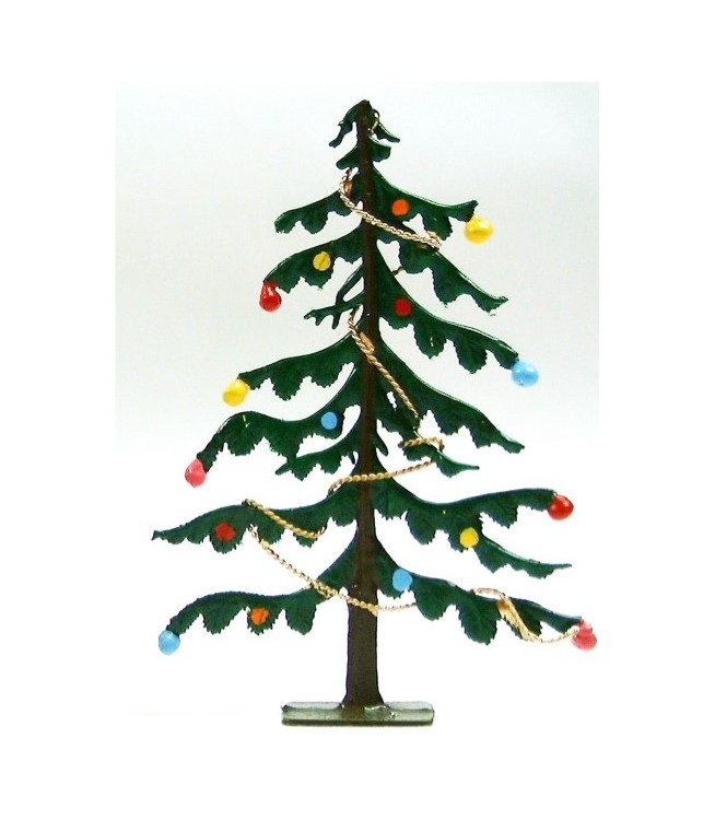 Sapin de Noël (avec guirlandes et boules) (h. 9,7 cm)