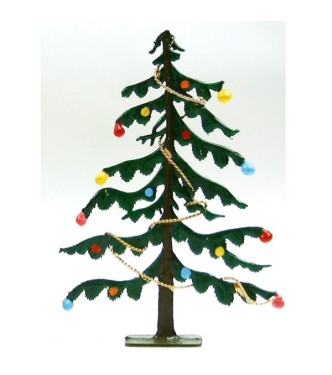 Sapin de Noël (avec guirlandes et boules) (h. 9,7 cm)