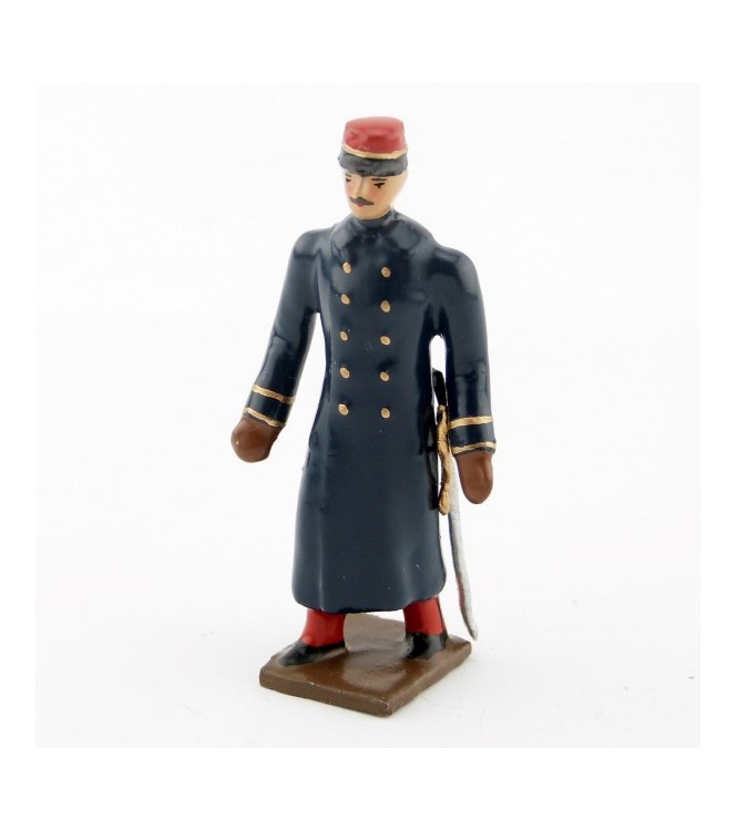 officier de l'infanterie de ligne en capote, pantalon garance