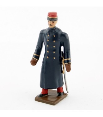 officier de l'infanterie de ligne en capote, pantalon garance