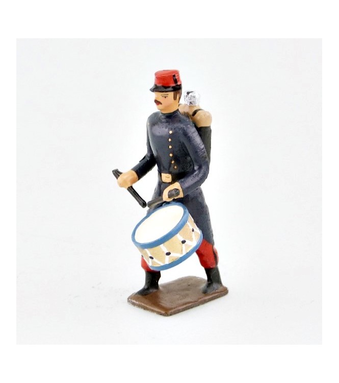 tambour de l'infanterie de ligne en capote, pantalon garance