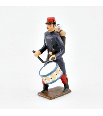 tambour de l'infanterie de ligne en capote, pantalon garance