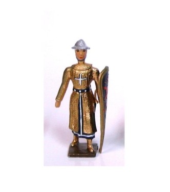 croisé, cotte dorée, casque plat, avec bouclier "lion"