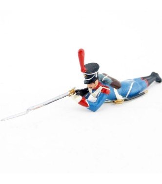 voltigeur d'infanterie légère couché, fusil en joue