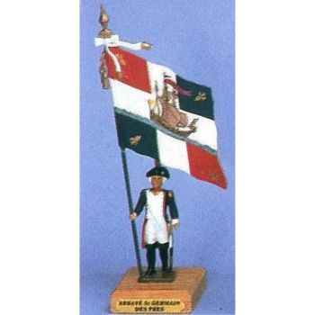 drapeau du District de l'Abbaye Saint Germain sur socle bois