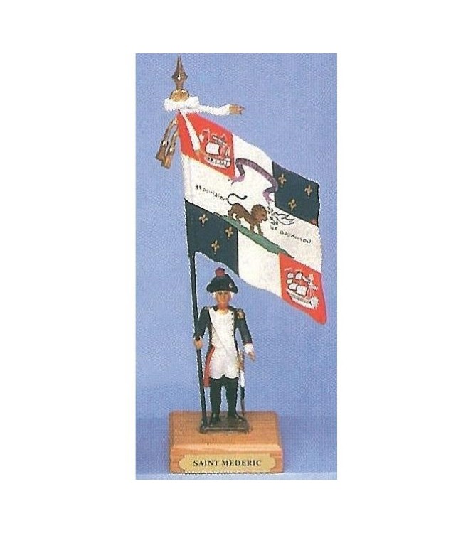 drapeau du District de Saint Mederic sur socle bois