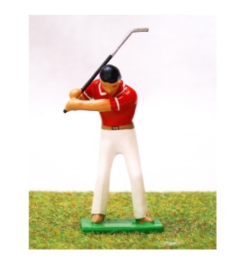 golfeur en fin de montée, polo rouge