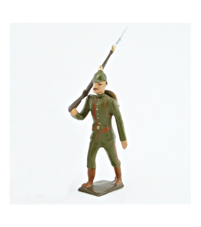 fantassin de l'infanterie prussienne, tunique reseda (kaki), casque à pointe (