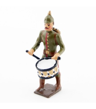 tambour de l'infanterie prussienne, tunique reseda (kaki), casque à pointe (p