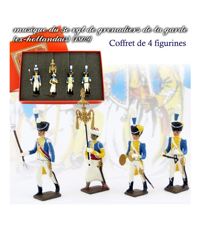 coffret de 4 musiciens du 3e rgt de grenadiers (1 Tambour-Major, 1 Chapeau chinois,