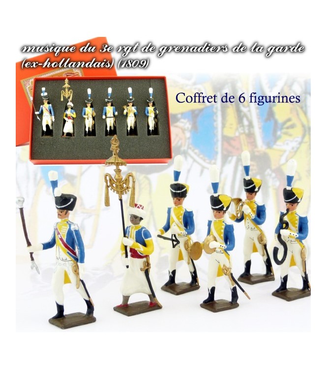 coffret de 6 musiciens du 3e rgt de grenadiers (1 Tambour Major, 1 Chapeau chinois,