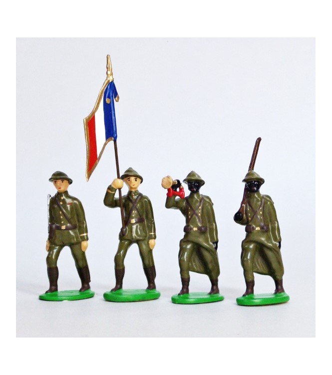 Infanterie sénégalaise, casque adrian (1935-1945), ensemble de 4 figurines