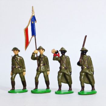 Infanterie sénégalaise, casque adrian (1935-1945), ensemble de 4 figurines