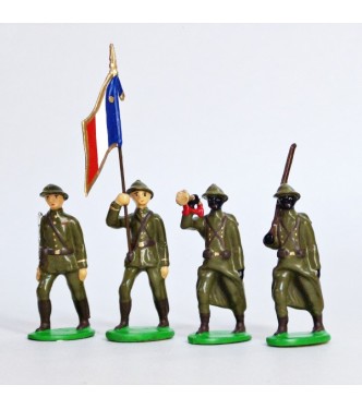 Infanterie sénégalaise, casque adrian (1935-1945), ensemble de 4 figurines