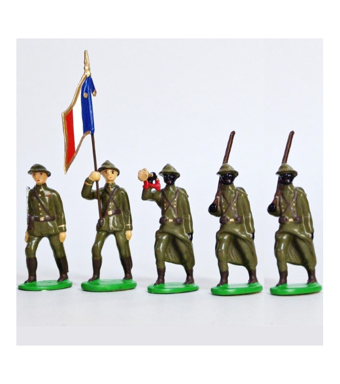 Infanterie sénégalaise, casque adrian (1935-1945), ensemble de 5 figurines