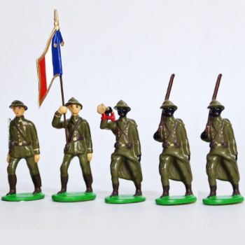 Infanterie sénégalaise, casque adrian (1935-1945), ensemble de 5 figurines