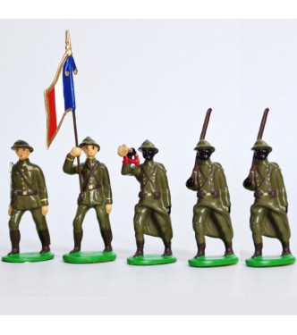 Infanterie sénégalaise, casque adrian (1935-1945), ensemble de 5 figurines