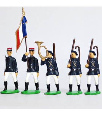 Chasseurs alpins, tenue d'été (pantalon blanc), ensemble de 5 figurines