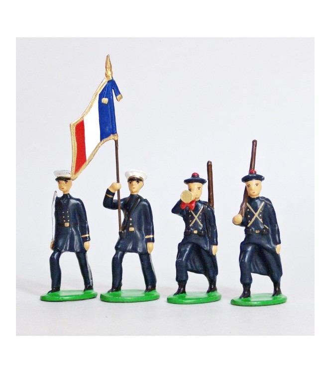 Fusiliers Marins En Bleu, ensemble de 4 figurines
