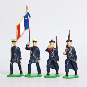 Fusiliers Marins En Bleu, ensemble de 4 figurines