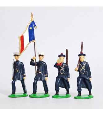 Fusiliers Marins En Bleu, ensemble de 4 figurines