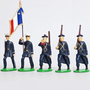 Fusiliers Marins En Bleu, ensemble de 5 figurines