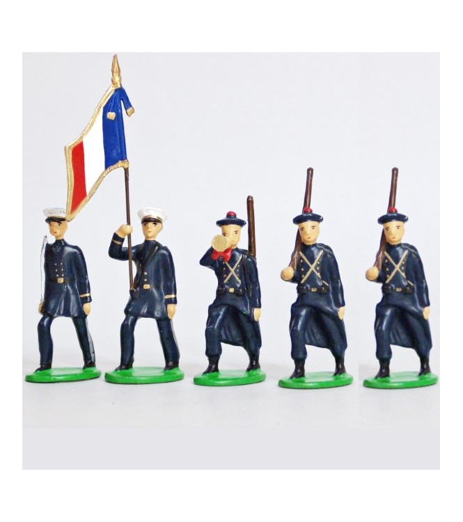 Fusiliers Marins En Bleu, ensemble de 5 figurines