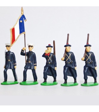 Fusiliers Marins En Bleu, ensemble de 5 figurines