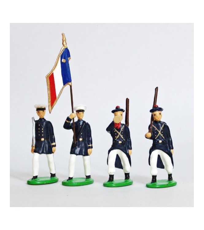 Fusiliers Marins En Blanc, ensemble de 4 figurines