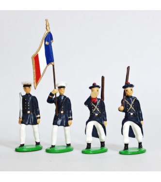 Fusiliers Marins En Blanc, ensemble de 4 figurines