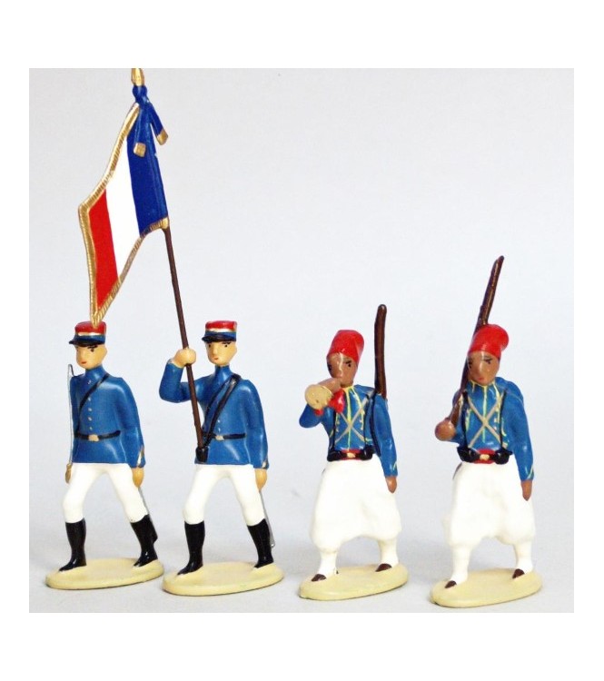 Tirailleurs Algeriens, Tenue D'Ete (IIIe Republique), ensemble de 4 figurines