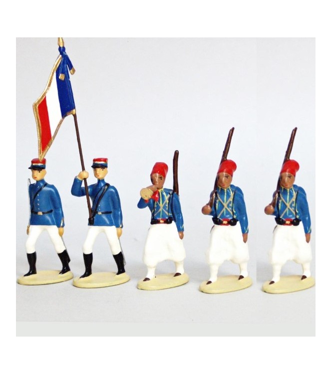 Tirailleurs Algeriens, Tenue D'Ete (IIIe Republique), ensemble de 5 figurines