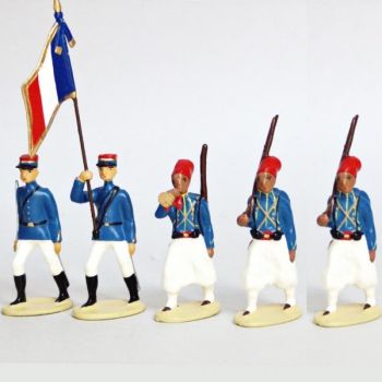 Tirailleurs Algeriens, Tenue D'Ete (IIIe Republique), ensemble de 5 figurines