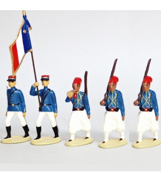 Tirailleurs Algeriens, Tenue D'Ete (IIIe Republique), ensemble de 5 figurines