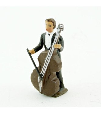 musicien de l'orchestre, debout, jouant de la contrebasse