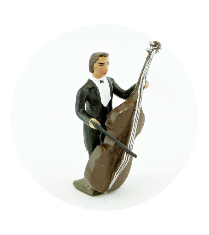 musicien de l'orchestre, debout, jouant de la contrebasse