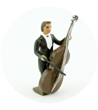 musicien de l'orchestre, debout, jouant de la contrebasse