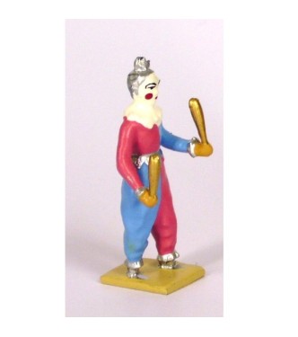 Clown jongleur, tenue rose et bleu