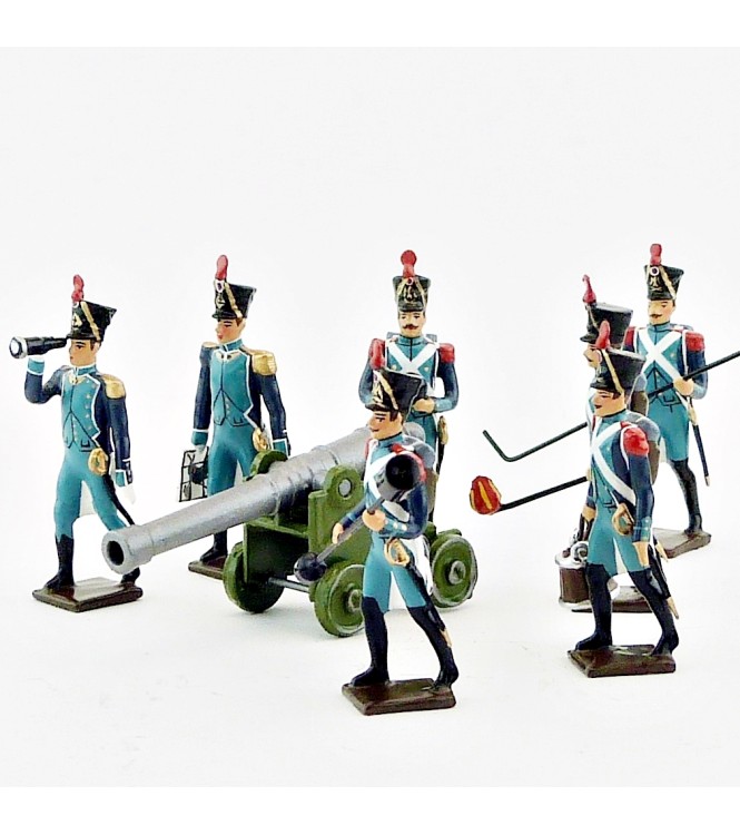 Canonniers garde-côtes, ensemble de 7 artilleurs   canon