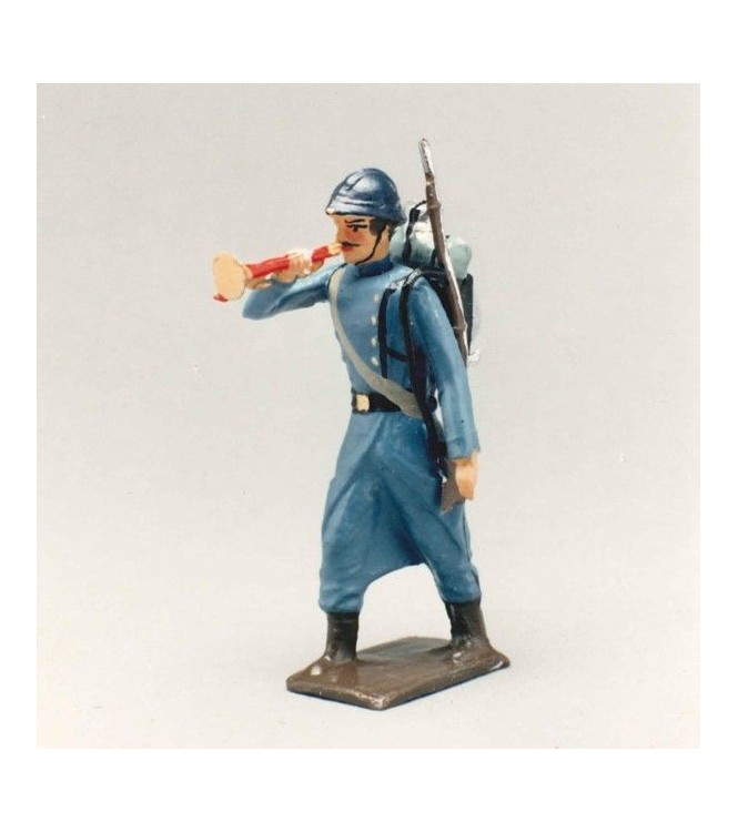clairon de l'infanterie de ligne en capote bleu horizon