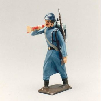 clairon de l'infanterie de ligne en capote bleu horizon