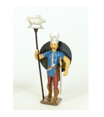 gaulois casque à cornes, avec emblème et bouclier dans le dos