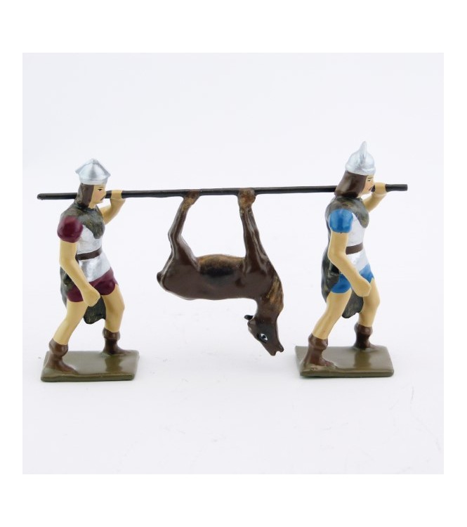 2 gaulois portant un cerf mort