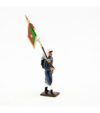porte-fanion de la légion tenue bleue (maroc) en capote (1910)